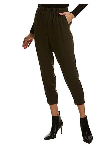 Vince. Olive Cropped Elastic-Waist Tapered Pants Track Pants (view 1)