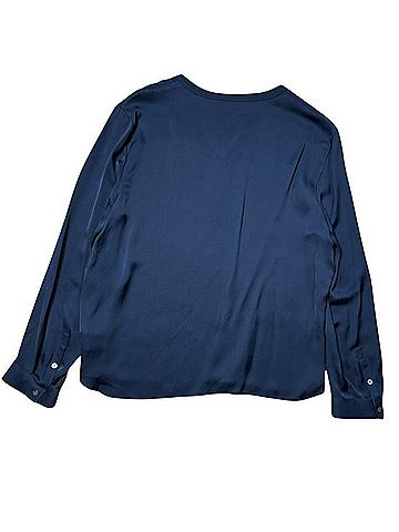Theory Silk Henley Blouse Long Sleeve Top (view 2)