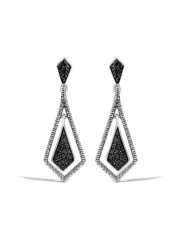 Haus of Brilliance Sterling Silver 1/10 Cttw Black Diamond Beaded Open Kite Dangle Earrings (view 1)