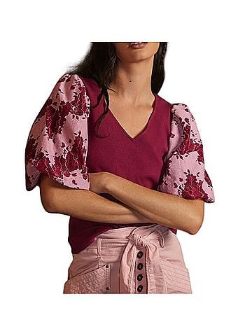 Dolan Lace Puff sleeve top T-Shirt (view 1)