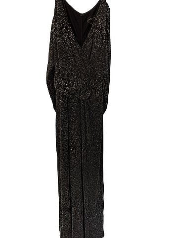 Betsy & Adam Drape Black Stretch Metallic Sheath Gown Cocktail Dress (view 1)