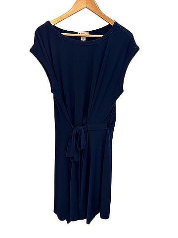 Brooks Brothers Navy Tie-Waist Midi Dress Casual Dress (view 1)