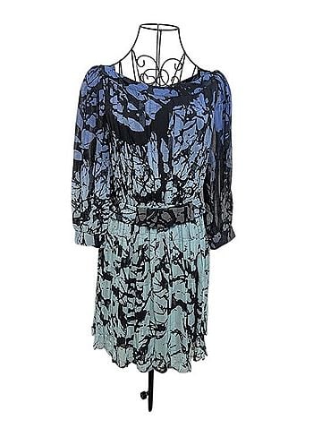 Diane von Furstenberg Dvf Silk Abstract Pleated Belted Dress Cocktail Dress (view 1)