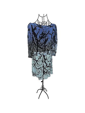Diane von Furstenberg Dvf Silk Abstract Pleated Belted Dress Cocktail Dress (view 2)
