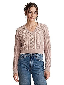 Aeropostale Dusty Rose Cable-Knit V-Neck Cropped Sweater Casual Sweaters (view 1)