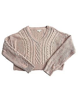 Aeropostale Dusty Rose Cable-Knit V-Neck Cropped Sweater Casual Sweaters (view 2)
