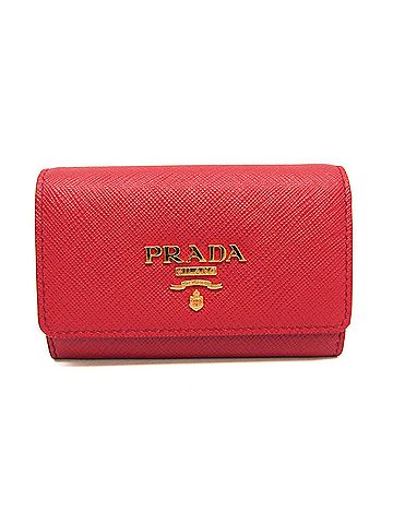 Prada Prada Saffiano Metal Coin Card Holder 1MH027 Women's Leather Coin Purse/coin Case Red Color (view 1)
