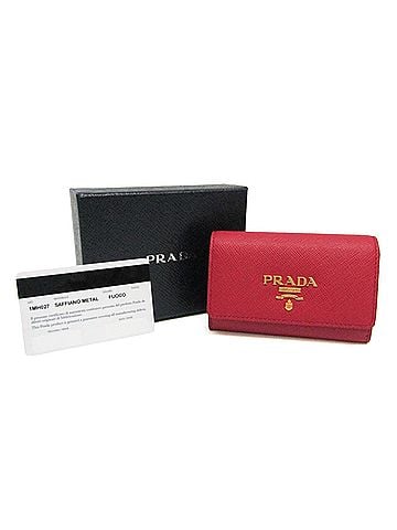 Prada Prada Saffiano Metal Coin Card Holder 1MH027 Women's Leather Coin Purse/coin Case Red Color (view 2)