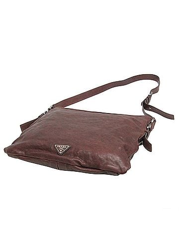 Prada Prada Triangle Logo Crossbody Bag Men's Leather Messenger Bag Brown (view 2)