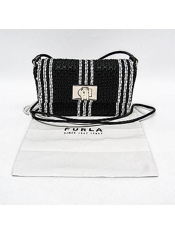 FURLA Furla Soft Mini Crossbody Bag WE00401 Women's Nylon,Cotton Shoulder Bag Black,White (view 2)