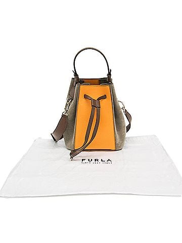 FURLA Furla Miastella Mini Bucket Bag WB00353 Women's Leather,Suede Handbag,Shoulder Bag Brown,Yellow (view 2)