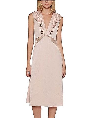 Avec Les Filles Lace Cutout Ruffle Midi Dress Cocktail Dress (view 1)