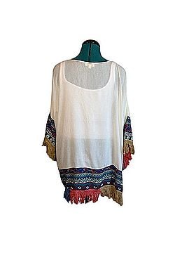 Umgee Colorful Boho Patterned Poncho Kimono Cardigan Poncho (view 2)