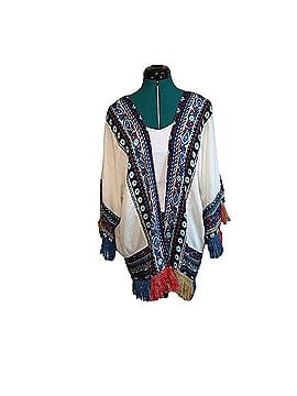 Umgee Colorful Boho Patterned Poncho Kimono Cardigan Poncho (view 1)