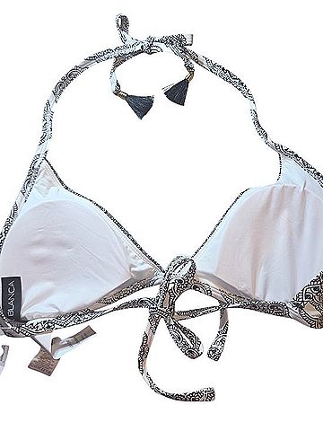 La Blanca Paisley Print Tassel Halter Bikini Swim Top (Style LB3VD80) Swimsuit Top (view 2)