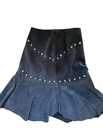 Alberto Makali Genuine Suede Stud-Trim Leather Skirt Leather Skirt (view 1)
