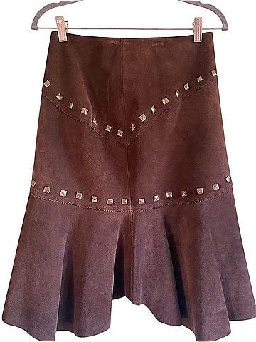 Alberto Makali Genuine Suede Stud-Trim Leather Skirt Leather Skirt (view 2)