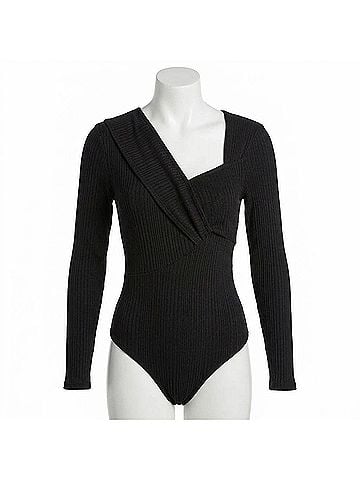 Astr Ribbed Bodysuit in Black (view 1)