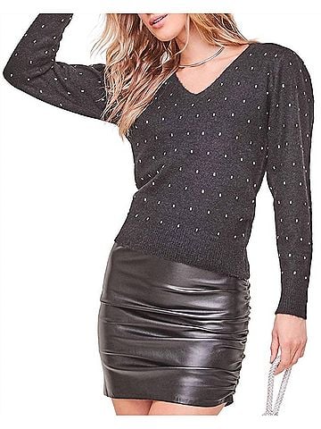 Astr Abigail Sweater in Black Jewel (view 2)