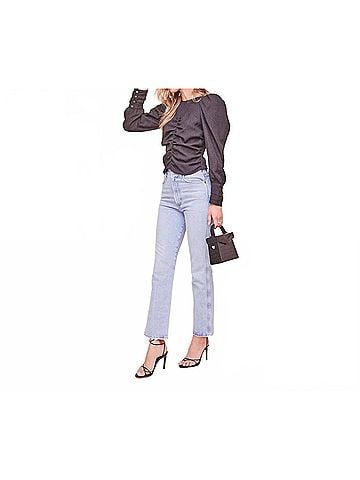 Astr Magdalene Ruched Front Top in Black (view 2)