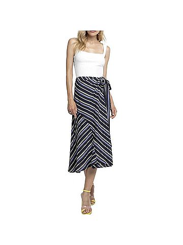 Astr Teagan Skirt in Purple &amp; Yellow Stripe (view 2)