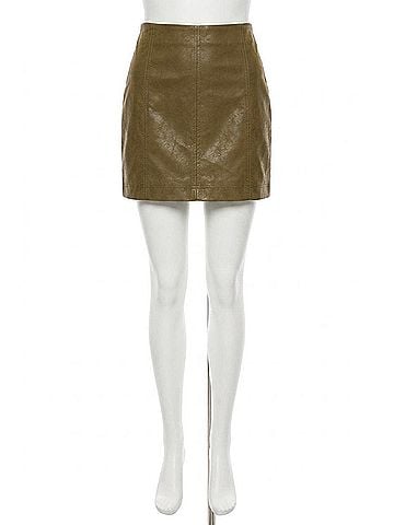 Free People Modern Femme Vegan Suede Skirt in Cedar (view 1)