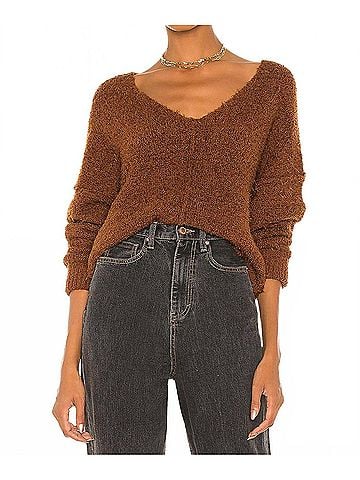 Free People Icing V-Neck Pullover in Mocha Java (view 2)