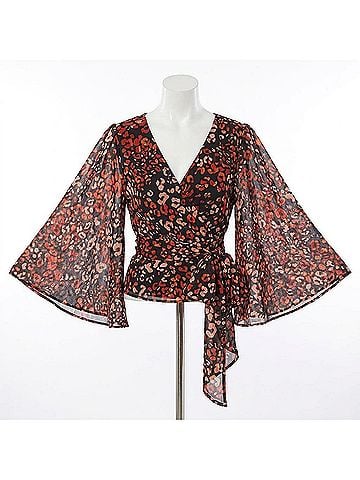 Astr Imogen Top in Red/Gold Leopard (view 1)