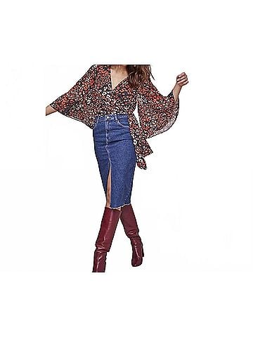 Astr Imogen Top in Red/Gold Leopard (view 2)