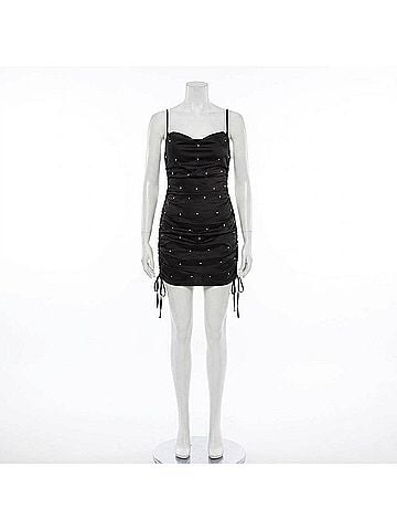 Astr String Of Pearls Mini Dress in Black (view 1)