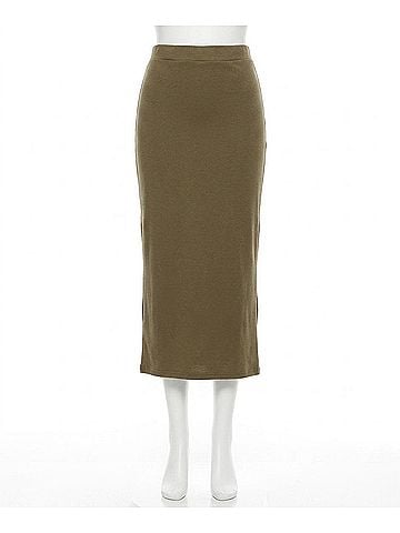 Free People Highlands Tube Midi Skirt in Army (view 1)