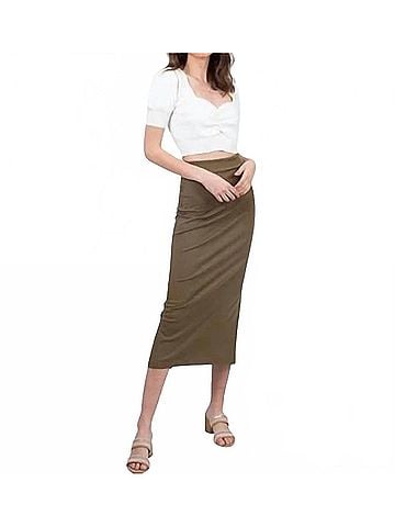 Free People Highlands Tube Midi Skirt in Army (view 2)