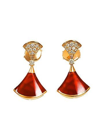 Bvlgari Bvlgari Bulgari Diva's Dream Carnelian Diamond Earrings, 18K Pink Gold (750), Pierced Earrings (view 1)