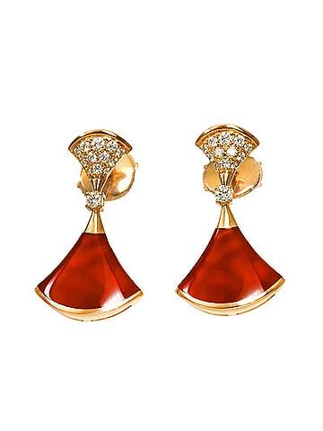 Bvlgari Bvlgari Bulgari Diva's Dream Carnelian Diamond Earrings, 18K Pink Gold (750), Pierced Earrings (view 2)