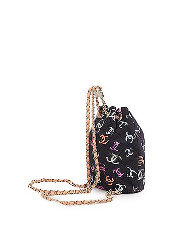 Chanel Chanel Matelassé Backpack with Coco Mark, Printed Fabric, Leather, AS4810. CHANEL backpack, handbag, women's bag. (view 2)