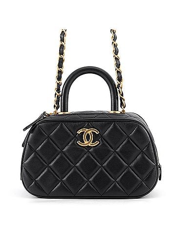 Chanel Chanel Chain Shoulder Bag Matelassé Mini Bowling Coco Mark Leather AS5572 CHANEL Black Handbag Women's (view 1)