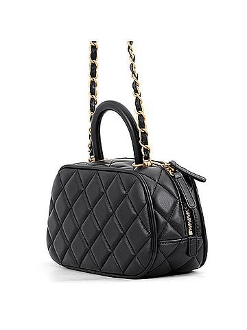 Chanel Chanel Chain Shoulder Bag Matelassé Mini Bowling Coco Mark Leather AS5572 CHANEL Black Handbag Women's (view 2)