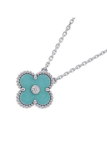 Van Cleef & Arpels Van Cleef &amp; Arpels Alhambra Necklace, Celadon Green, 1 Diamond, 18K White Gold, VCARP9RU00, 2022 Holiday Collection. (view 1)