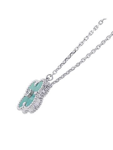 Van Cleef & Arpels Van Cleef &amp; Arpels Alhambra Necklace, Celadon Green, 1 Diamond, 18K White Gold, VCARP9RU00, 2022 Holiday Collection. (view 2)