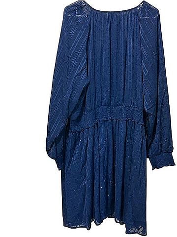 Lands' End Textured Smocked-Waist Midi with V-Notch Casual Dress (view 2)