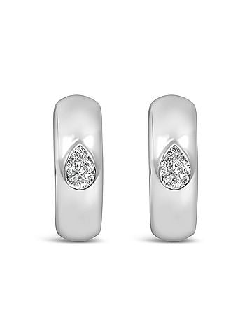 Haus of Brilliance 14K White Gold 1/4 Cttw Pear Diamond Bezel Set Huggie Earrings (view 1)
