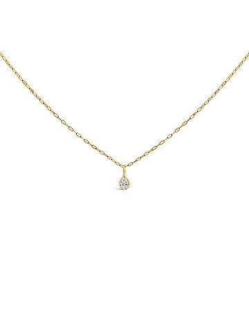 Haus of Brilliance 14K Yellow Gold 1/5 Cttw Pear Diamond Bezel Set Solitaire Pendant Necklace with Paperclip Chain (view 1)