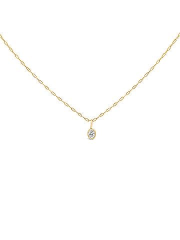 Haus of Brilliance 14K Yellow Gold 1/5 Cttw Oval Diamond Bezel Set Solitaire Pendant Necklace with Paperclip Chain (view 1)