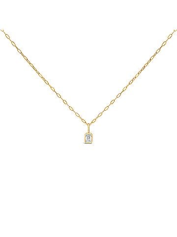 Haus of Brilliance 14K Yellow Gold 1/5 Cttw Emerald Diamond Bezel Set Solitaire Pendant Necklace with Paperclip Chain (view 1)