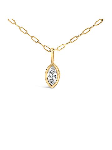 Haus of Brilliance 14K Yellow Gold 1/5 Cttw Marquise Diamond Solitaire Bezel Set Pendant Necklace with Paperclip Chain (view 2)