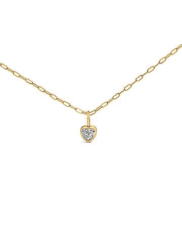 Haus of Brilliance 14K Yellow Gold 1/5 Cttw Heart Diamond Bezel Set Solitaire Pendant Necklace with Paperclip Chain (view 1)