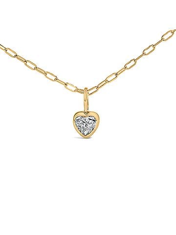 Haus of Brilliance 14K Yellow Gold 1/5 Cttw Heart Diamond Bezel Set Solitaire Pendant Necklace with Paperclip Chain (view 2)