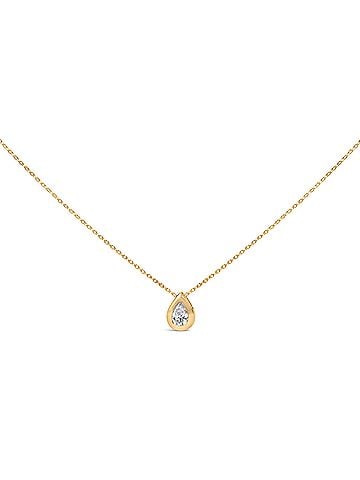 Haus of Brilliance 14K Yellow Gold 1/3 Cttw Pear Diamond Bezel Set Bubble Pendant Necklace (view 1)