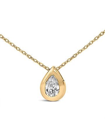 Haus of Brilliance 14K Yellow Gold 1/3 Cttw Pear Diamond Bezel Set Bubble Pendant Necklace (view 2)