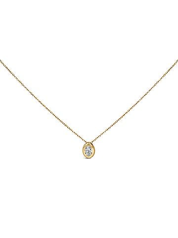 Haus of Brilliance 14K Yellow Gold 1/3 Cttw Oval Diamond Bezel Set Solitaire Pendant Necklace with Paperclip Chain (view 1)
